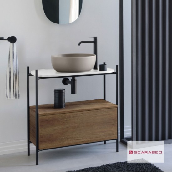 Έπιπλο Scarabeo Laila 75 / Hi-Box 27031512-NROP30089 White (Λευκό Γυαλιστερό) / Rovere Χωρίς Νιπτήρα (Χωρίς οπή Μπαταρίας)