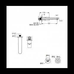 Μπαταρία Νιπτήρος Εντοιχισμού Eurorama Res Pro Chrome 175904-100 Χρωμέ
