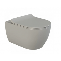 Λεκάνη Κρεμαστή Cerastyle City Rimless 01910A-w-97 με Κάλυμμα Αντιβακτηριακό Slim Soft Close Πορσελάνης Γκρι Ματ