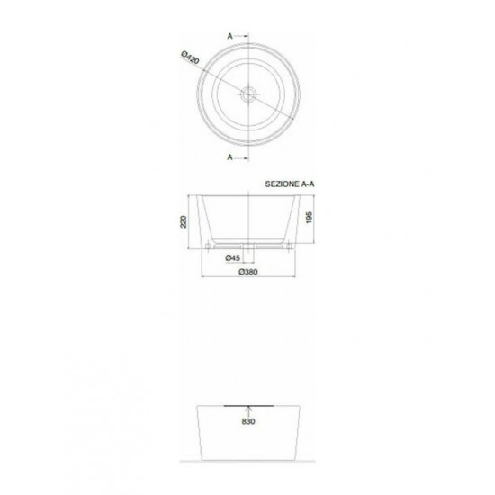 Επικαθήμενος Νιπτήρας Πορσελάνης 42x42cm Scarabeo Bucket 8807-300 Λευκός