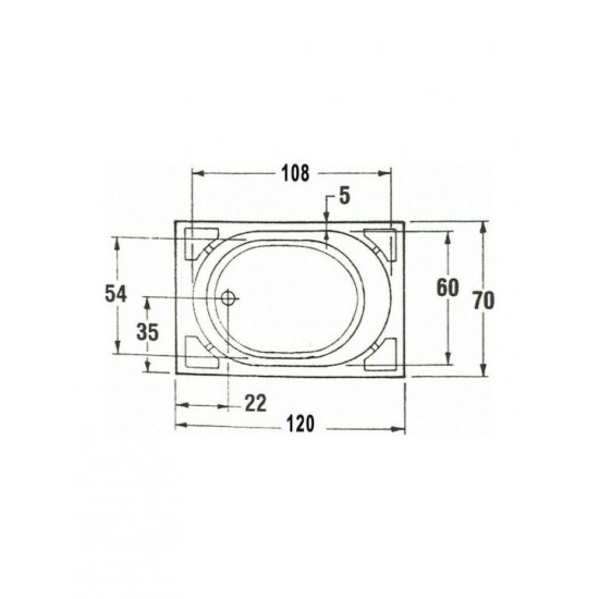 Ορθογώνια Μπανιέρα Ακρυλική Gloria 536 Sanitec 120x70x60cm Ορθογώνια Μπανιέρα Ακρυλική Gloria 536 Sanitec 120x70x60cm