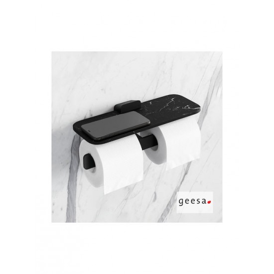 Χαρτοθήκη Διπλή Επιτοίχια με Εταζέρα Geesa Shift 9948-400 Μαύρο Ματ Χαρτοθήκη Διπλή Επιτοίχια με Εταζέρα Geesa Shift 9948-400 Μαύρο Ματ