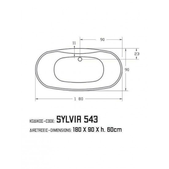 Μπανιέρα Ακρυλική Sylvia 543 Sanitec 180x90x60cm Μπανιέρα Ακρυλική Sylvia 543 Sanitec 180x90x60cm