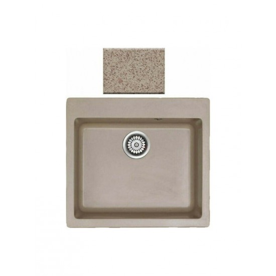 Ένθετος Νεροχύτης Γρανιτένιος Συνθετικός 60x50 Sanitec Classic 331 με 1 Γούρνα Granite Sand