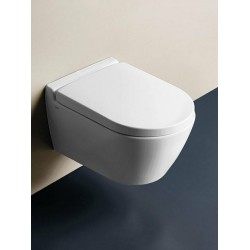 Λεκάνη Κρεμαστή Πορσελάνης 51.5cm Serel Smart SM2500C με Κάλυμμα Αντιβακτηριακό Βακελίτη με Soft Close Λευκή