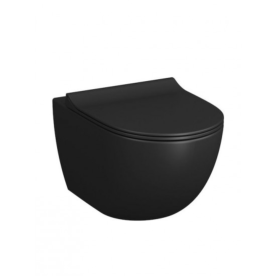 Λεκάνη Κρεμαστή Πορσελάνης Ceramita Opera Rimless με Κάλυμμα Slim Soft Close Μαύρη
