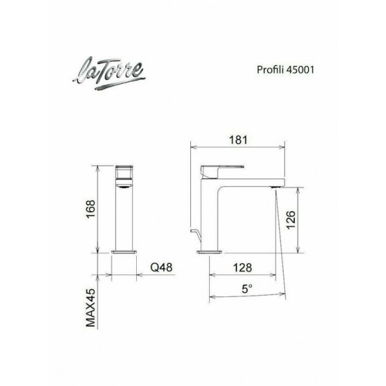 Μπαταρία Νιπτήρος La Torre Profili Chrome 45001-100 Χρωμέ Με Βαλβίδα Clic-Clac Μπαταρία Νιπτήρος La Torre Profili Chrome 45001-100 Χρωμέ Με Βαλβίδα Clic-Clac