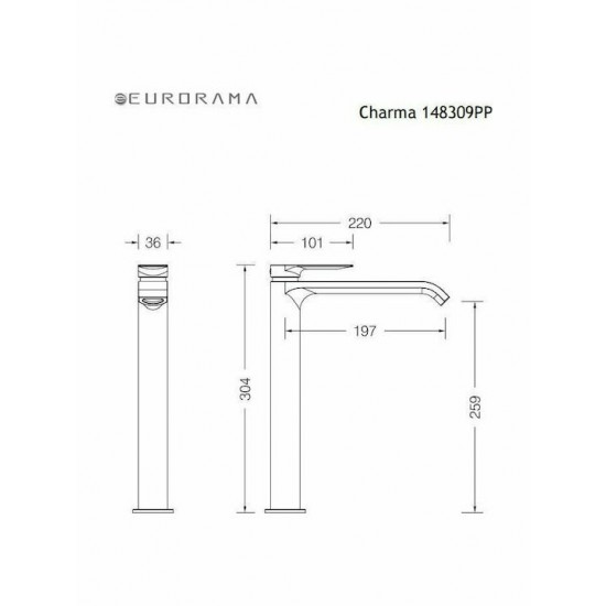 Μπαταρία Νιπτήρος Ψηλή Eurorama Charma Chrome 148309P-100 Χρωμέ Μπαταρία Νιπτήρος Ψηλή Eurorama Charma Chrome 148309P-100 Χρωμέ