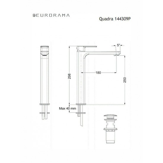 Μπαταρία Νιπτήρος Ψηλή Eurorama Quadra Chrome 144309P-100 Χρωμέ Μπαταρία Νιπτήρος Ψηλή Eurorama Quadra Chrome 144309P-100 Χρωμέ