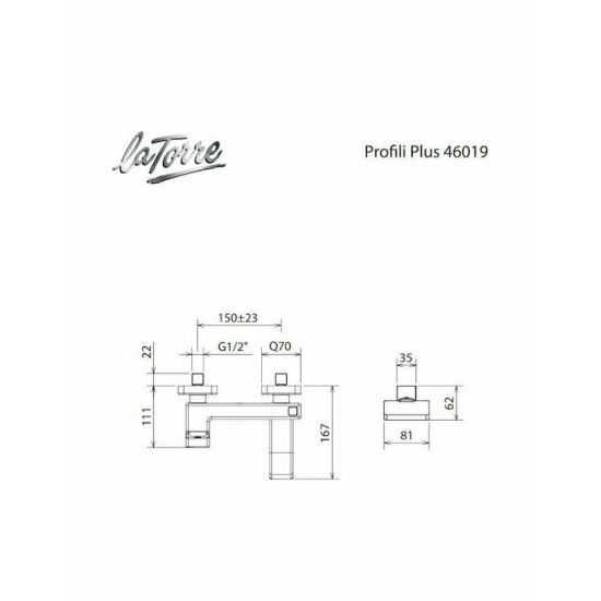 Μπαταρία Λουτρού La Torre Profili Plus Chrome 46019-100 Χρωμέ 