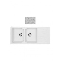 Ένθετος Νεροχύτης Γρανιτένιος Συνθετικός 115x50 Sanitec Classic 332 με 2 Ίσες Γούρνες Granite White