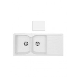 Ένθετος Νεροχύτης Γρανιτένιος Συνθετικός 115x50 Sanitec Classic 332 με 2 Ίσες Γούρνες White