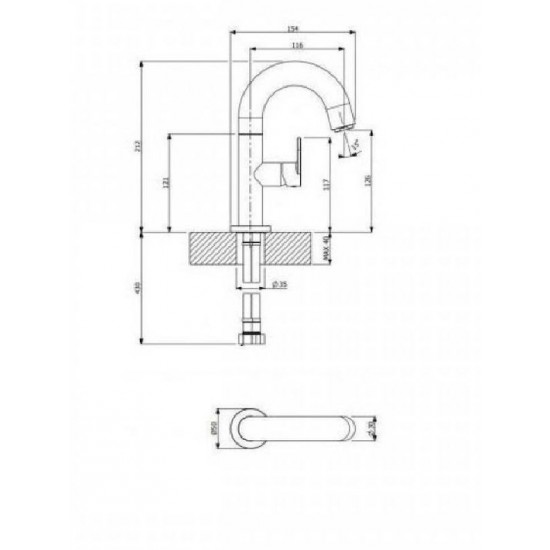 Μπαταρία Νιπτήρα Αναμεικτική Armando Vicario Slim Natural Brass 500010-225 Bronze Με Βαλβίδα Κλικ-Κλακ