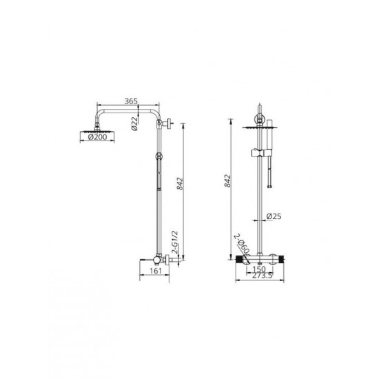 Στήλη Ντουζ 2 Εξόδων Excel Viento Black Matt 170135514 Μαύρο Ματ Στήλη Ντουζ 2 Εξόδων Excel Viento Black Matt 170135514 Μαύρο Ματ