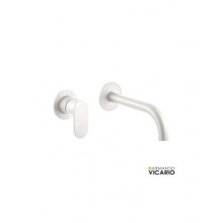 Εντοιχισμένη Μπαταρία Νιπτήρα Αναμεικτική Ορειχάλκινη Armando Vicario Slim White Matt 500045-300 Λευκό Ματ