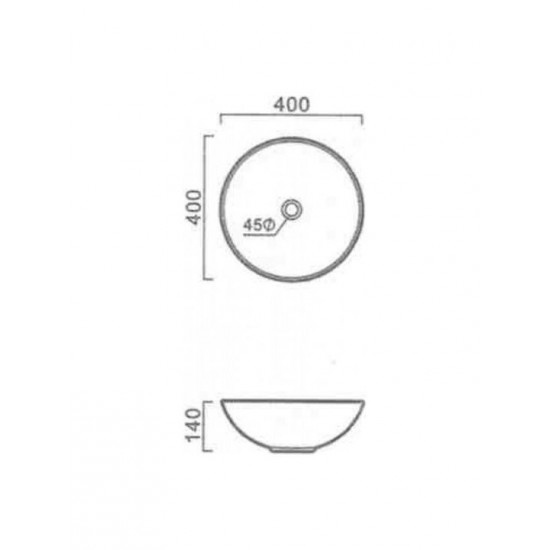 Επικαθήμενος Νιπτήρας Πορσελάνης Φ40cm Ceramita M8040A Λευκός