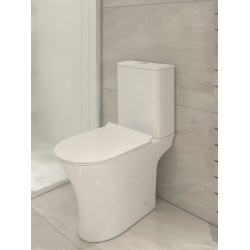 Λεκάνη Δαπέδου Blanco Ceramica Loria Rimless 2200100 Οριζόντιας Αποχέτευσης και Κάλυμμα Duroplast Slim Soft Close