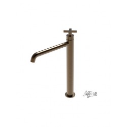 Μπαταρία Νιπτήρα Ψηλή Αναμεικτική La Torre Elle Cross Antique Brass 38016-221 Με Βαλβίδα clic-clac