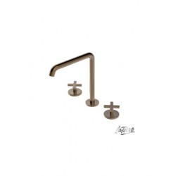 Μπαταρία Νιπτήρα Αναμεικτική Πάγκου 3 Οπών La Torre Elle Cross Antique Brass 38102-221 Με Βαλβίδα clic-clac