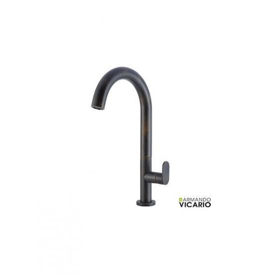 Μπαταρία νιπτήρα Ψηλή Armando Vicario Slim 500041-424 Rusty Black Με Βαλβίδα Clic Clac
