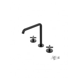 Μπαταρία Νιπτήρα Αναμεικτική Πάγκου 3 Οπών La Torre Elle Cross Black Matt 38102-400 Με Βαλβίδα clic-clac