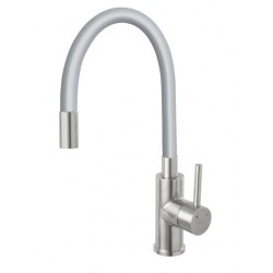 Μπαταρία Κουζίνας Πάγκου Karag Ferro Zumba με Εύκαμπτο Ρουξούνι από PVC Γκρι Inox