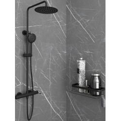 Στήλη Ντουζ Με Στρόγγυλη Κεφαλή Orabella Terra 10249 Black Matt 88-118cm