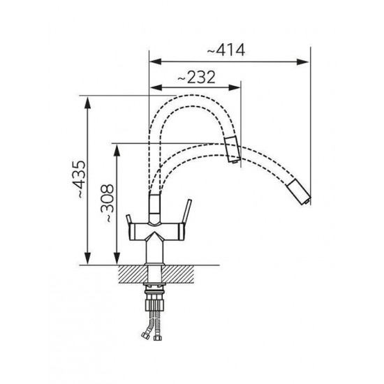 Μπαταρία Κουζίνας 3 Οδών για Φίλτρο με Εύκαμπτο Μαύρο Στόμιο Ferro Filtrata BFT41B 