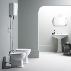 Επιδαπέδια Λεκάνη Πορσελάνης High Level Κατωστόμια GSI Classic Με Κάλυμμα Duroplast Soft Close 871000HC-300 Λευκό