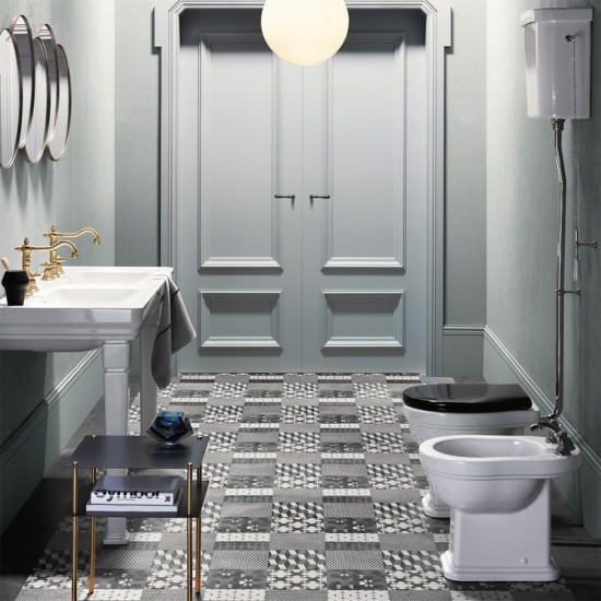 Επιδαπέδια Λεκάνη Πορσελάνης High Level Κατωστόμια GSI Classic Με Μαύρο Κάλυμμα Duroplast Soft Close 871000HNC-300 