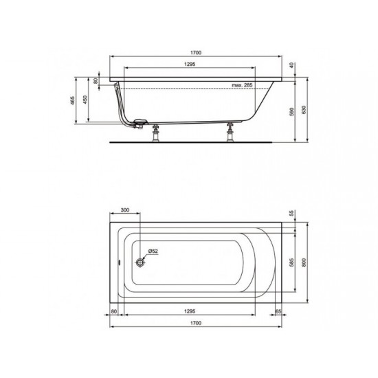 Μπανιέρα Hotline 170x80 Ideal Standard K274701 Λευκή Μπανιέρα Hotline 170x80 Ideal Standard K274701 Λευκή
