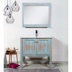 Καθρέπτης Επίπλου Μπάνιου Mabo Ίριδα 100 cm Μασίφ Ξύλο Πεύκου Και Κόντρα Πλακέ Με Φινίρισμα Παλαιωμένης Πατίνας Σε Πολλούς Συνδυασμούς Χρωμάτων Χωρίς Φωτιστικό 