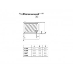 Ντουζιέρα Ορθογώνια Λευκή Πορσελάνης Slim Ideal Standard 100x80 Gemma 2 J526801