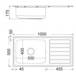 Νεροχύτης Κουζίνας Ανοξείδωτος Anniversario 100 x 50 Αpell Inox Λείο 8115-110