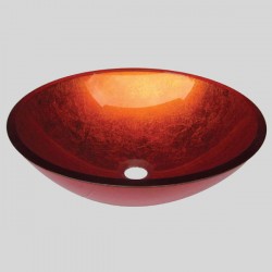 Επικαθήμενος Νιπτήρας Μπάνιου 42x42cm Karag Tondy Γυάλινος Orange