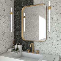 Κρεμαστός Καθρέπτης Iron Curved Angle 60x80 εκ. Ορθογώνιος Gold Mat (Χρυσό Ματ)