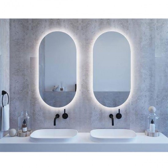 Κρεμαστός Καθρέπτης Semi-Oval 100 x 45 εκ. με Led
