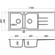 Νεροχύτης Γρανιτένιος Ένθετος Sanitec Ultra Granite 800 116 2B 1D (116X50) Sabbia Βαρέως Τύπου με 2 Γούρνες και Μαξιλάρι