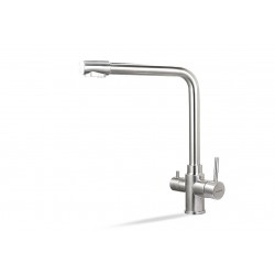 Μπαταρία Κουζίνας Πάγκου Duplex inox Δύο εξόδων - Τριών Διαδρομών για Φίλτρα Νερού Κάτω του Πάγκου