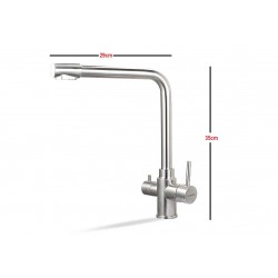 Μπαταρία Κουζίνας Πάγκου Duplex inox Δύο εξόδων - Τριών Διαδρομών για Φίλτρα Νερού Κάτω του Πάγκου