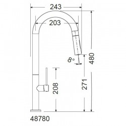 Μπαταρία Κουζίνας Πάγκου Carron Piza 48780 Granite Graphite με Ψηλό Περιστρεφόμενο Κορμό και Συρόμενο Ντους