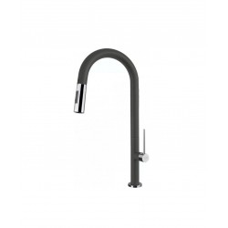 Μπαταρία Κουζίνας Πάγκου Carron Piza 48780 Granite Graphite με Ψηλό Περιστρεφόμενο Κορμό και Συρόμενο Ντους