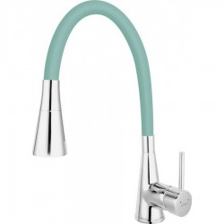 Μπαταρία Κουζίνας Πάγκου Karag Ferro Zumba με Εύκαμπτο Ρουξούνι από PVC Mint-Chrome BZA42M