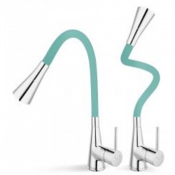 Μπαταρία Κουζίνας Πάγκου Karag Ferro Zumba με Εύκαμπτο Ρουξούνι από PVC Mint-Chrome BZA42M