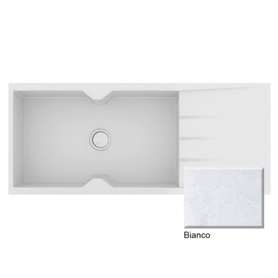 Νεροχύτης Γρανιτένιος Sanitec Ultra Granite 817 116 1B 1D (116x50) Bianco (Λευκό) Βαρέως Τύπου με 1 Μεγάλη Γούρνα και Μαξιλάρι