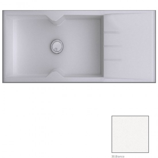 Νεροχύτης Γρανιτένιος Sanitec Ultra Granite 817 116 1B 1D (116x50) Bianco (Λευκό) Βαρέως Τύπου με 1 Μεγάλη Γούρνα και Μαξιλάρι
