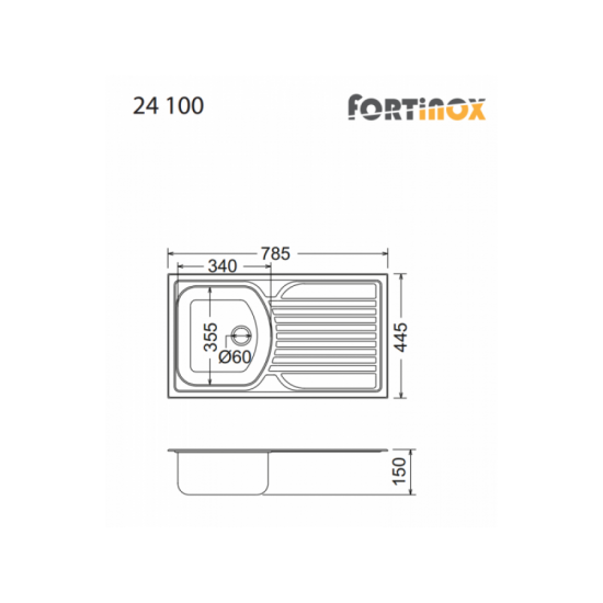Νεροχύτης Ένθετος Fortinox Valley 24100-110 78,5x44,5 Inox Σατινέ Νεροχύτης Ένθετος Fortinox Valley 24100-110 78,5x44,5 Inox Σατινέ