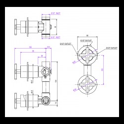 Μίκτης Εντοιχισμού La Torre Elle Cross Antique Brass 38316-221 Με Εκτροπέα 2/3 Εξόδων