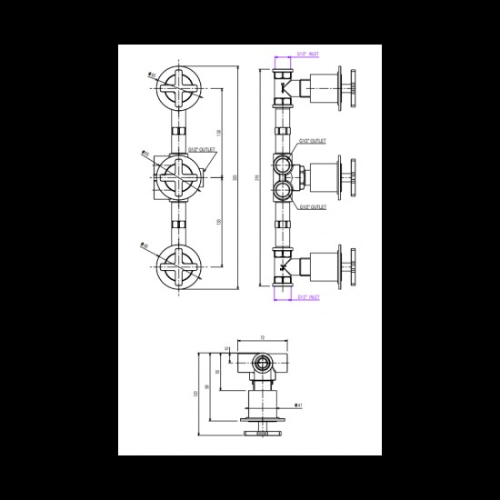 Μπαταρία Εντοιχισμού 3 Οπών La Torre Elle Cross Χρωμέ 38289-100 Με Εκτροπέα Μπαταρία Εντοιχισμού 3 Οπών La Torre Elle Cross Χρωμέ 38289-100 Με Εκτροπέα