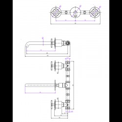 Μπαταρία Νιπτήρα Εντοιχισμού 3 Οπών La Torre Elle Cross Antique Brass 38118-221 